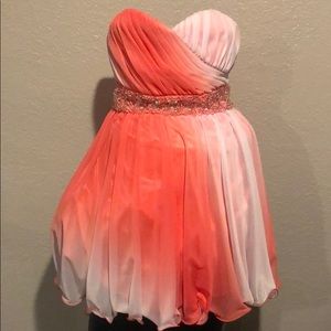 Strapless Sequin Hearts Ruched Bodice Short Dress